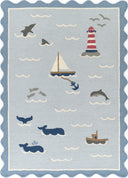 Lily LIY-7 Blue Area Rug, charming hand-tufted wool for cottage interiors