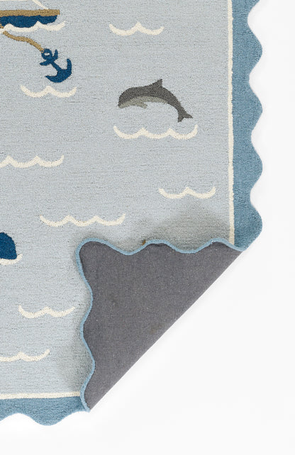 Lily LIY-7 Blue Area Rug, charming hand-tufted wool for cottage interiors