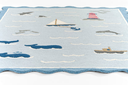 Lily LIY-7 Blue Area Rug, charming hand-tufted wool for cottage interiors