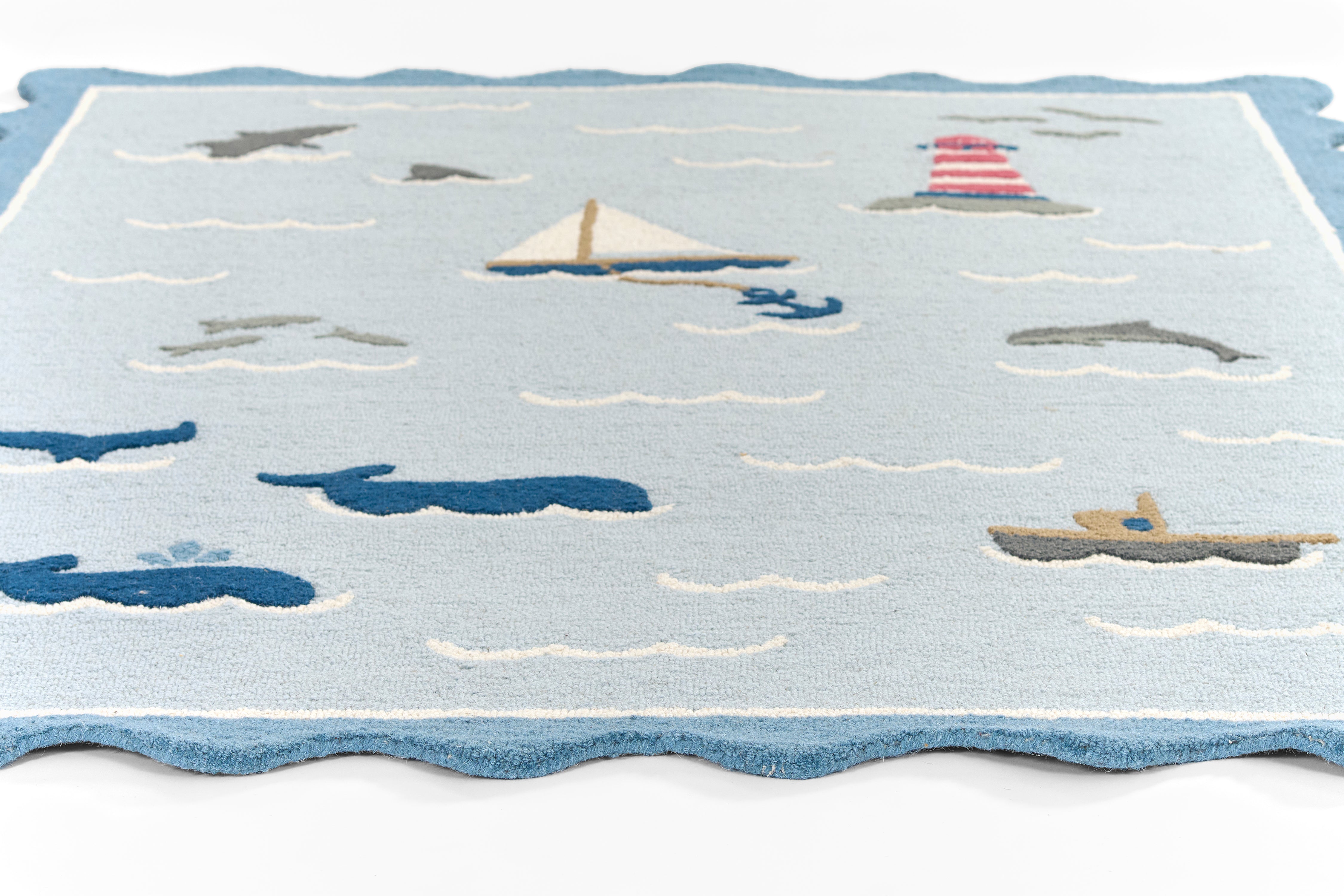 Lily LIY-7 Blue Area Rug, charming hand-tufted wool for cottage interiors