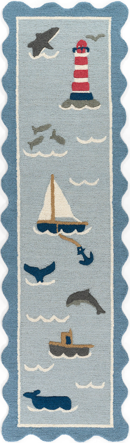 Lily LIY-7 Blue Area Rug, charming hand-tufted wool for cottage interiors