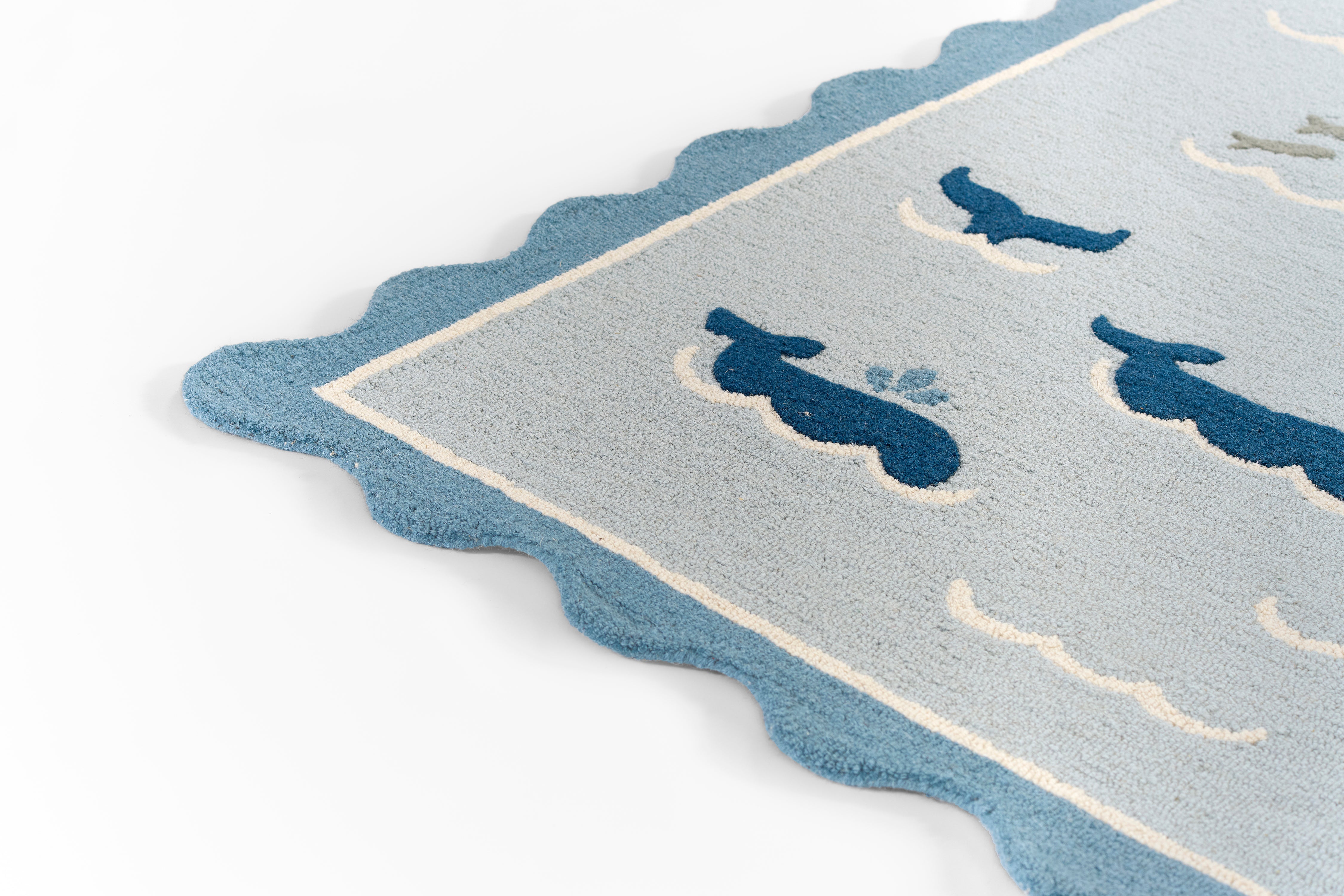 Lily LIY-7 Blue Area Rug, charming hand-tufted wool for cottage interiors