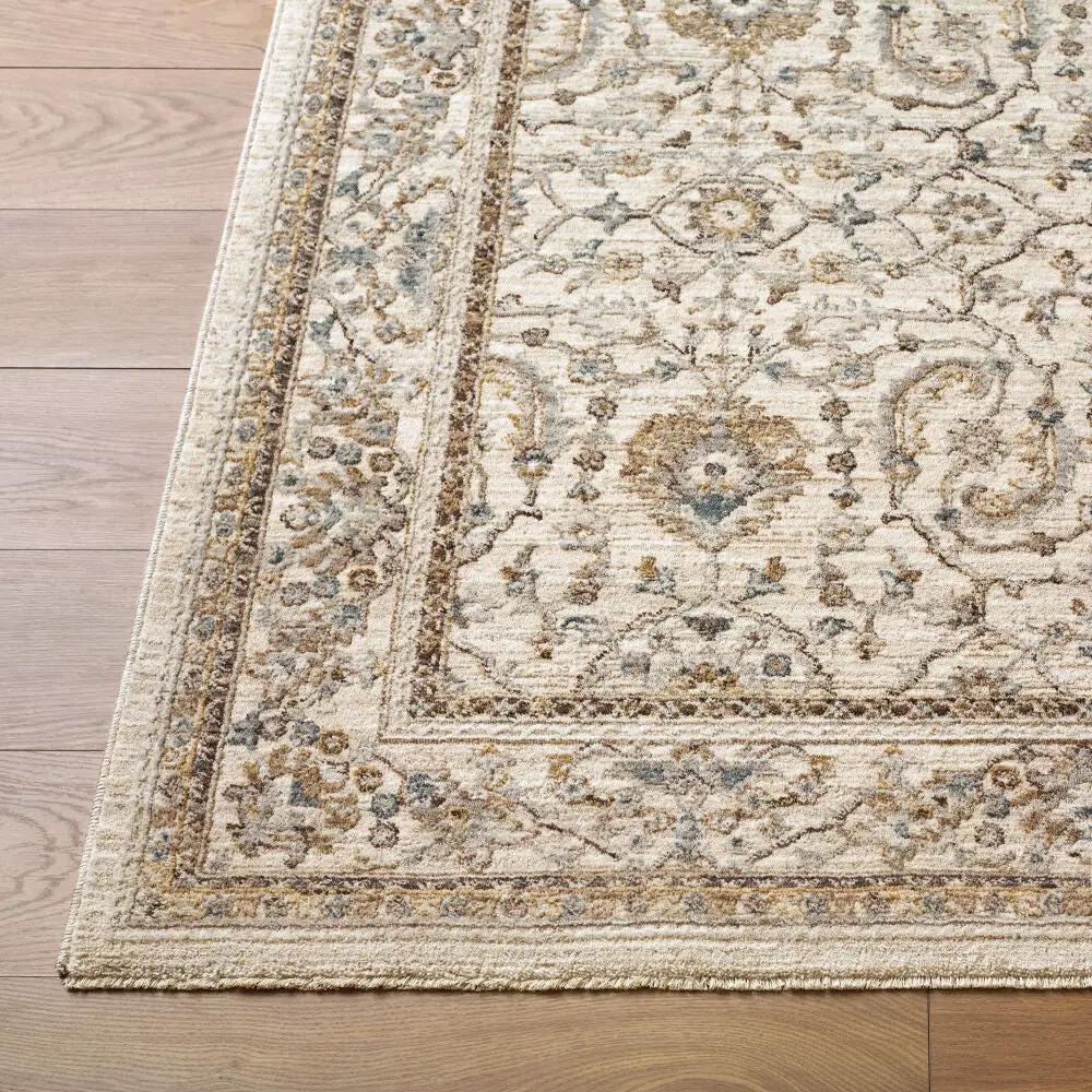 Close-up of the Arda ACZ-2301 Light Gray Area Rug featuring intricate patterns and fringed edges.