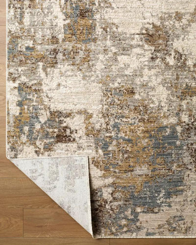 Close-up of the Arda ACZ-2303 Light Gray Area Rug with an abstract pattern and folded corner.