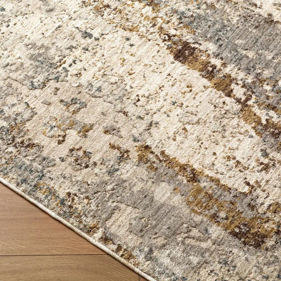 Close-up of the Arda ACZ-2304 Taupe Area Rug showing its abstract pattern and medium pile texture.