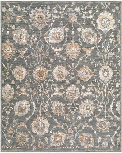 Arda ACZ-2305 Deep Teal Area Rug with intricate floral patterns and a medium pile.