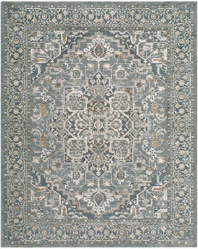 Arda ACZ-2306 Deep Teal Area Rug with a traditional medallion pattern and floral border.