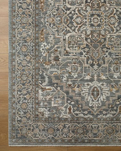 Close-up of the Arda ACZ-2306 Deep Teal Area Rug featuring a traditional medallion pattern.