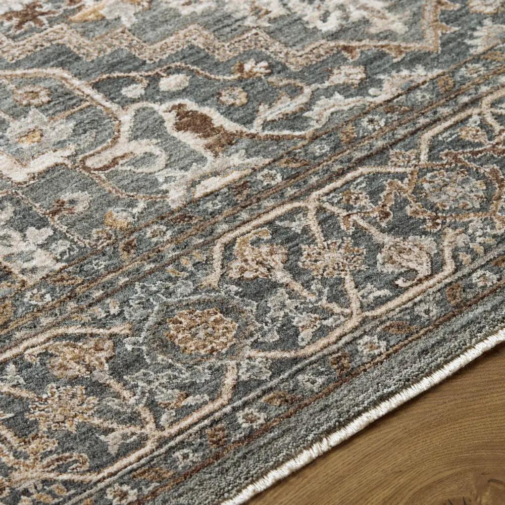 Close-up of the Arda ACZ-2306 Deep Teal Area Rug showing its intricate pattern and medium pile.