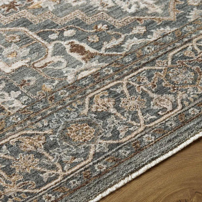 Close-up of the Arda ACZ-2306 Deep Teal Area Rug showing its intricate pattern and medium pile.