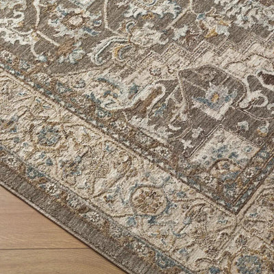 Close-up of the Arda ACZ-2308 Taupe Area Rug showing its intricate pattern and medium pile texture.