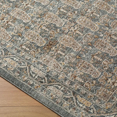 Close-up of the Arda ACZ-2309 Dark Green Area Rug showing its intricate pattern and medium pile.