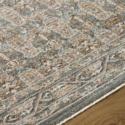 Close-up of the Arda ACZ-2309 Dark Green Area Rug showing its intricate pattern and medium pile.