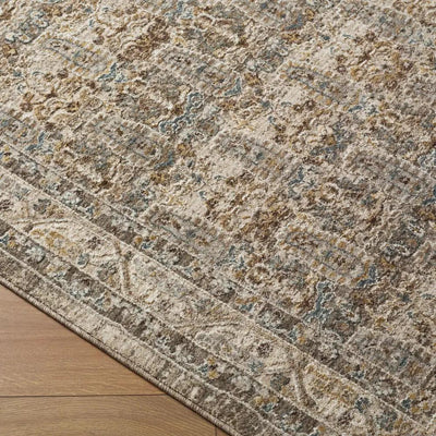 Close-up of the Arda ACZ-2312 medium gray area rug showing its intricate pattern and texture.