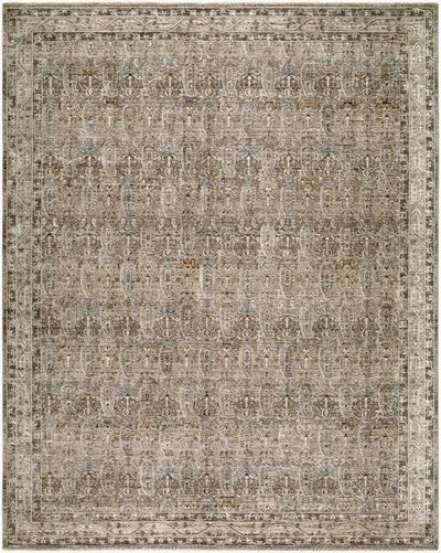 Arda ACZ-2312 Medium Gray Area Rug with an intricate traditional pattern and fringe detail.