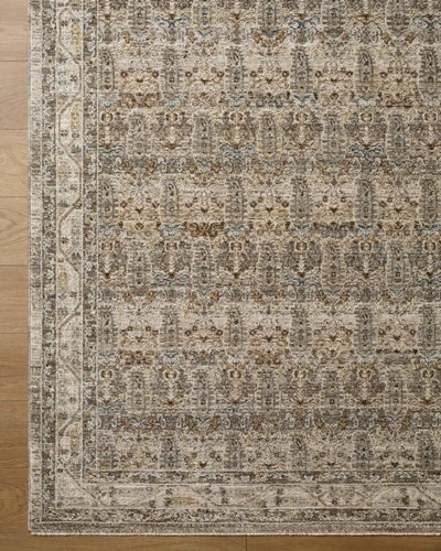 Overhead view of the Arda ACZ-2312 medium gray area rug with an intricate traditional pattern.