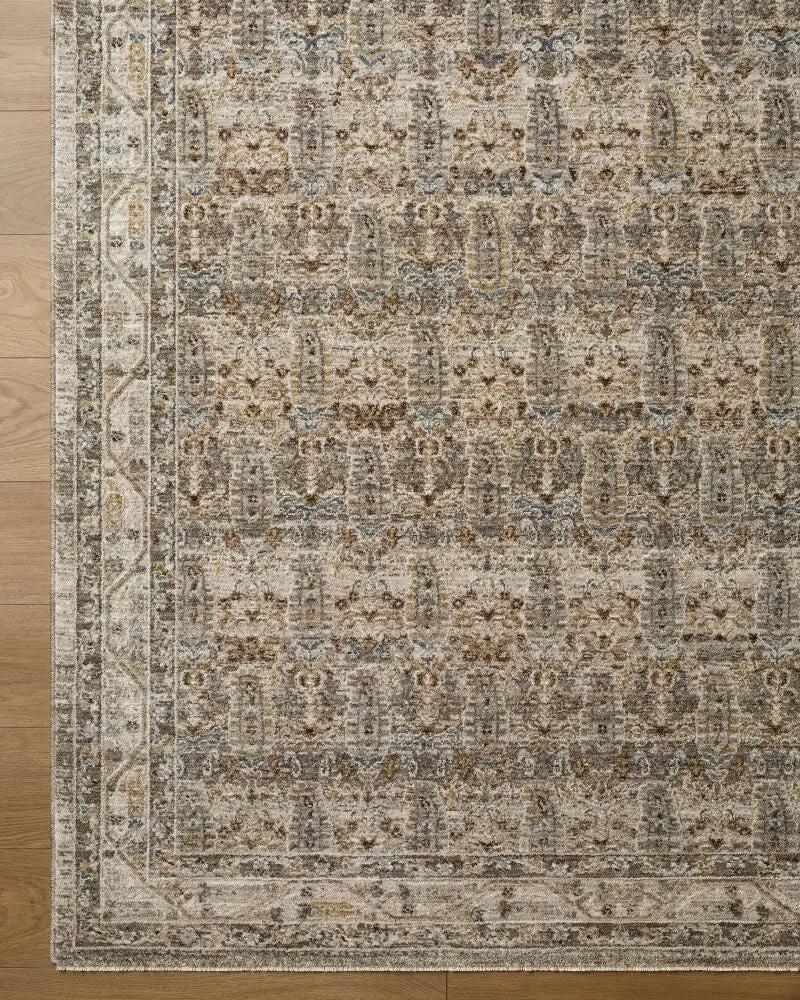 Overhead view of the Arda ACZ-2312 medium gray area rug with an intricate traditional pattern.