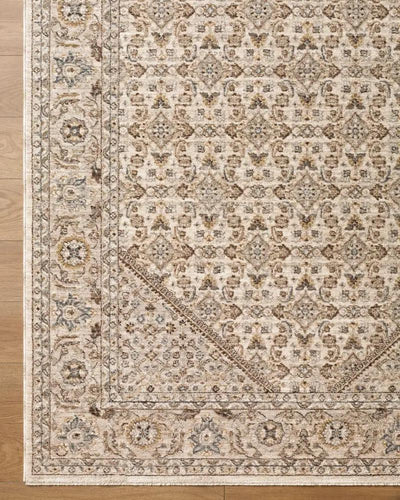 Overhead view of the Arda ACZ-2315 Light Gray Area Rug with intricate patterns and fringe detail.