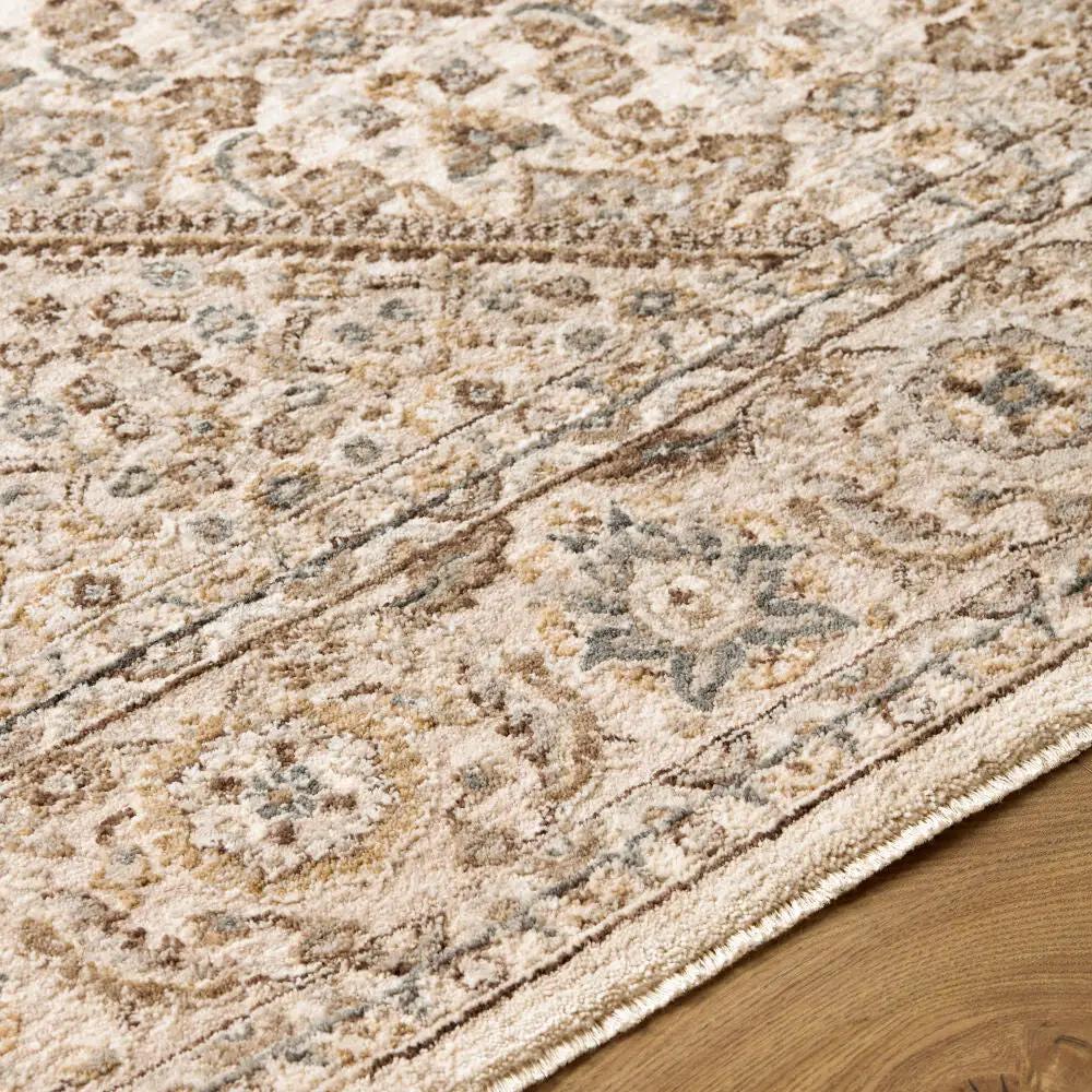 Close-up of the Arda ACZ-2315 Light Gray Area Rug showing its intricate pattern and medium pile.