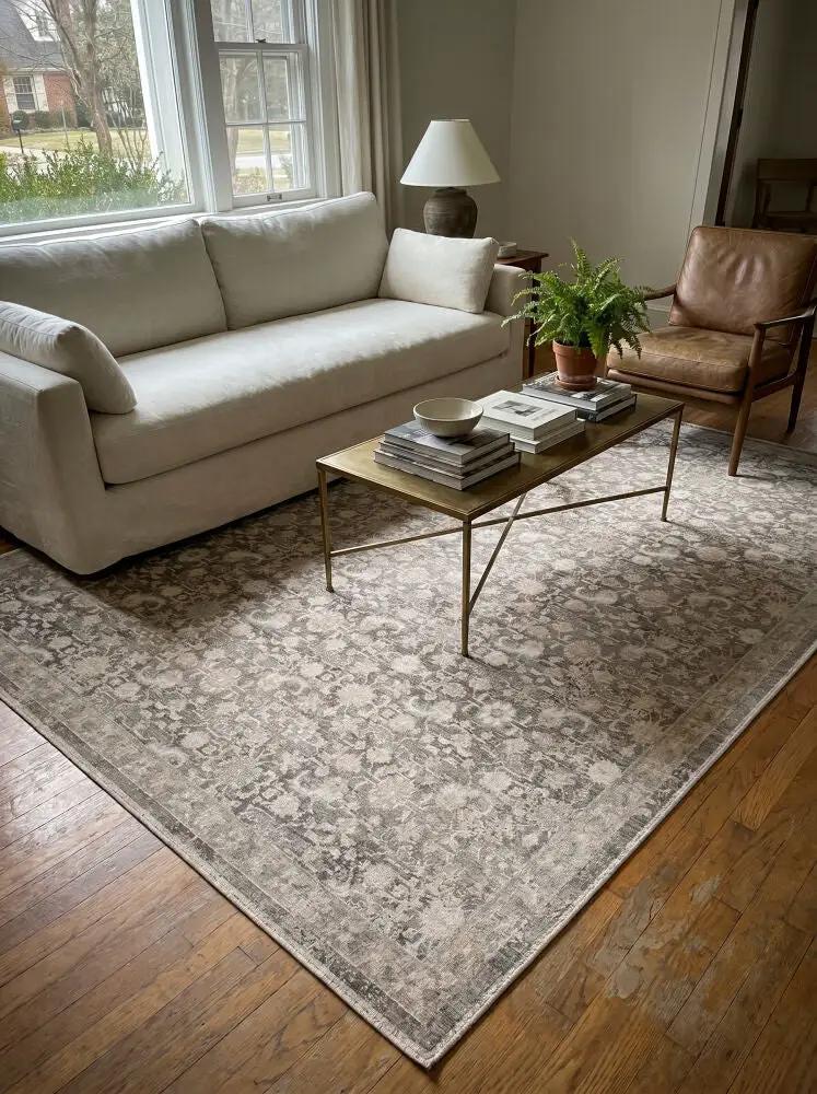 LIVABLISS Aston Villa ASV-2305 Stone-Gray 100% Polyester Machine Woven Area Rug