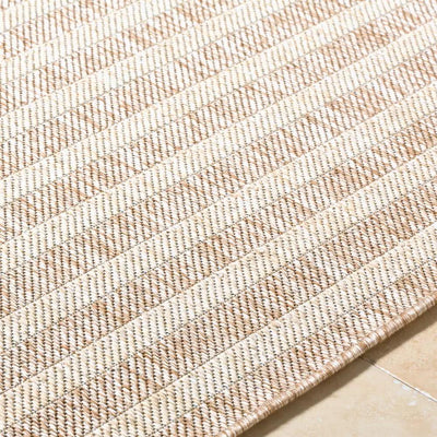 Close-up of the Agave GAAG-2300 Tan Area Rug showing its machine-woven tan and white striped texture.