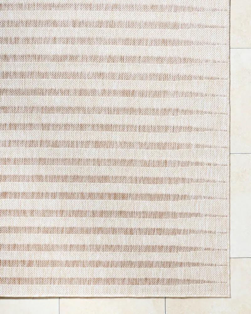 Overhead view of the Agave GAAG-2301 Off-White Area Rug featuring a horizontal striped pattern.