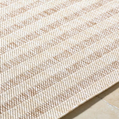 Close-up of the Agave GAAG-2301 Off-White Area Rug showing its woven texture and striped pattern.