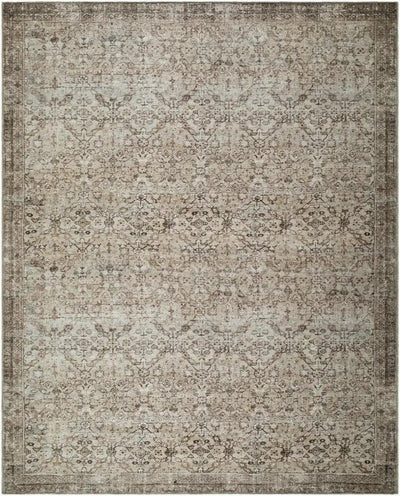 Amelia JYAL-2301 Ivory Area Rug with a vintage-inspired distressed pattern and border.