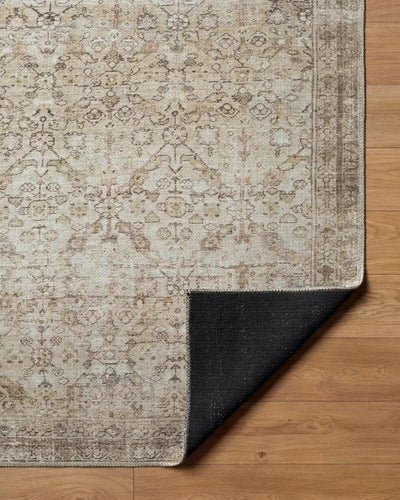 Amelia JYAL-2301 Ivory Area Rug with a distressed pattern and non-slip black backing.