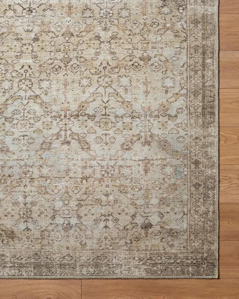 Amelia JYAL-2301 Ivory Area Rug with a distressed vintage pattern and low pile texture.