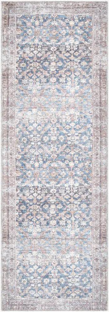 Jenni Yolo Home x LIVABLISS Amelia JYAL-2302 Slate-Blue Machine Washable Runner Area Rug