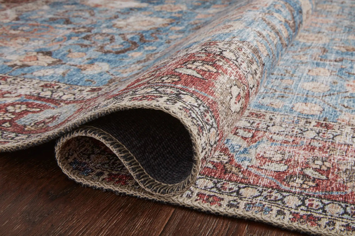 Loren LQ-01 Blue / Brick Area Rug by Loloi