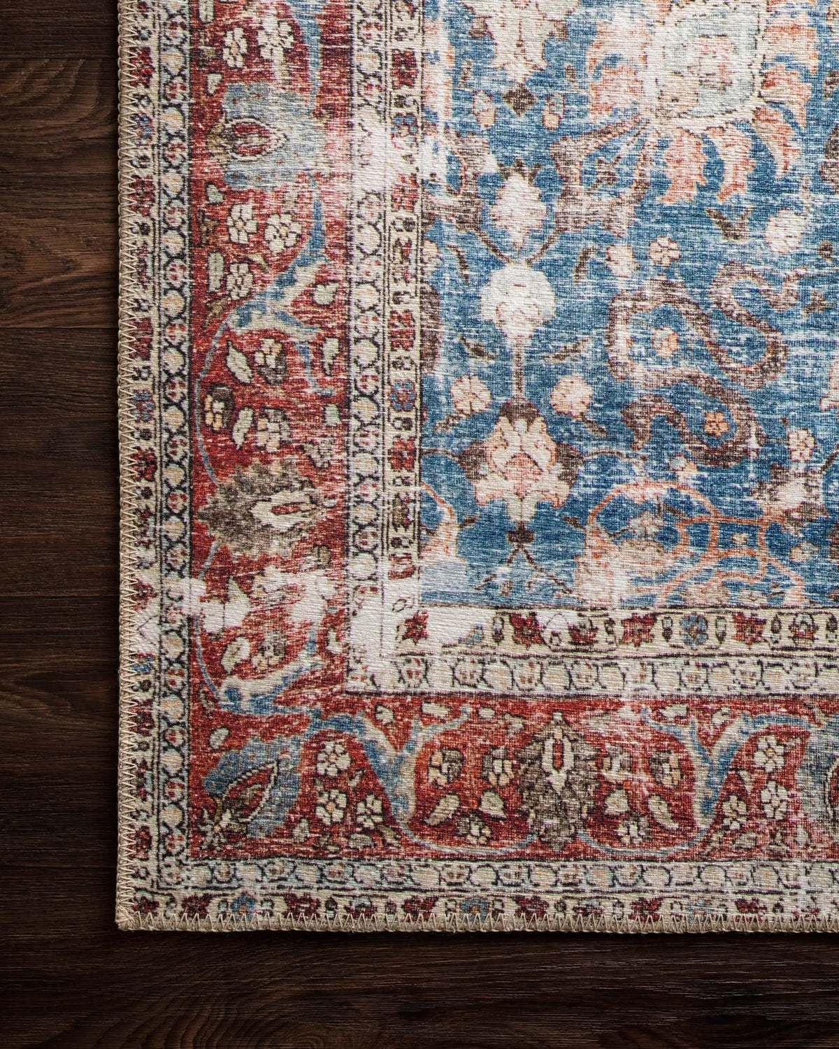 Loren LQ-01 Blue / Brick Area Rug by Loloi
