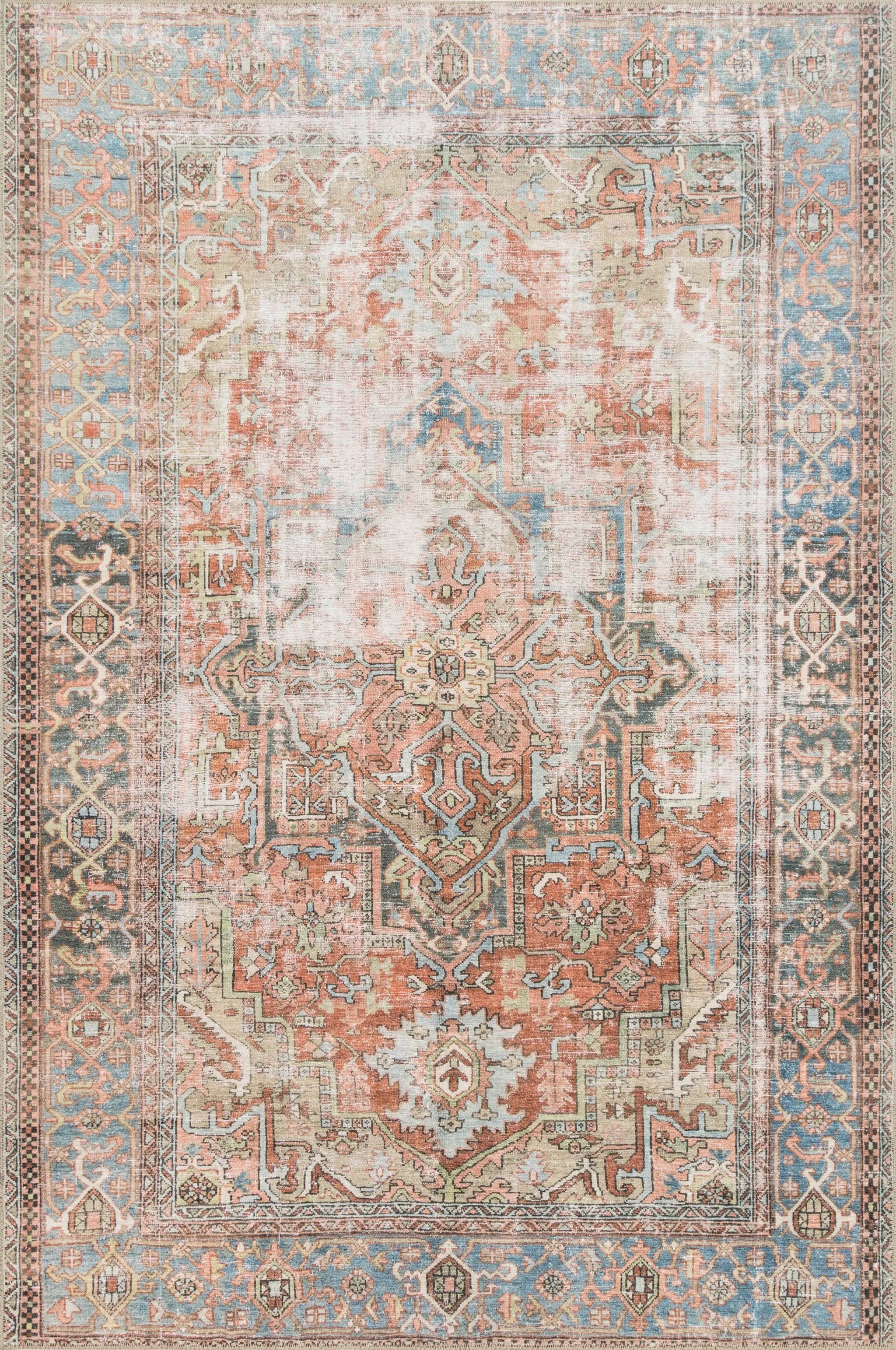Loren LQ-15 Terracotta / Sky Area Rug by Loloi