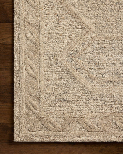The Mabel MBL-01 Stone / Sand Area Rug offers grounding stone and sandy sophistication and traditional charm in a hand-tufted wool area rug