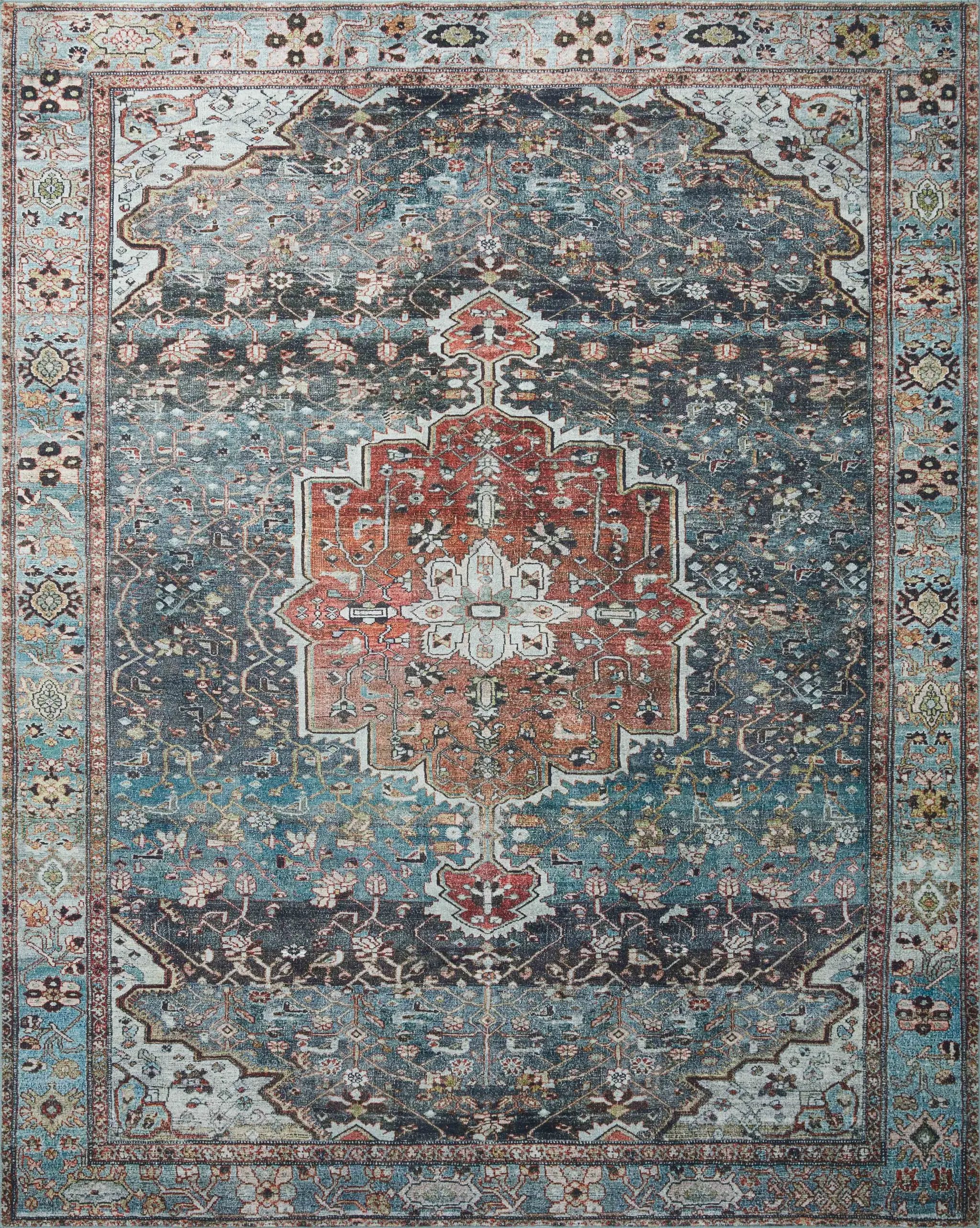 Margot MAT-05 Ocean / Brick Area Rug by Loloi
