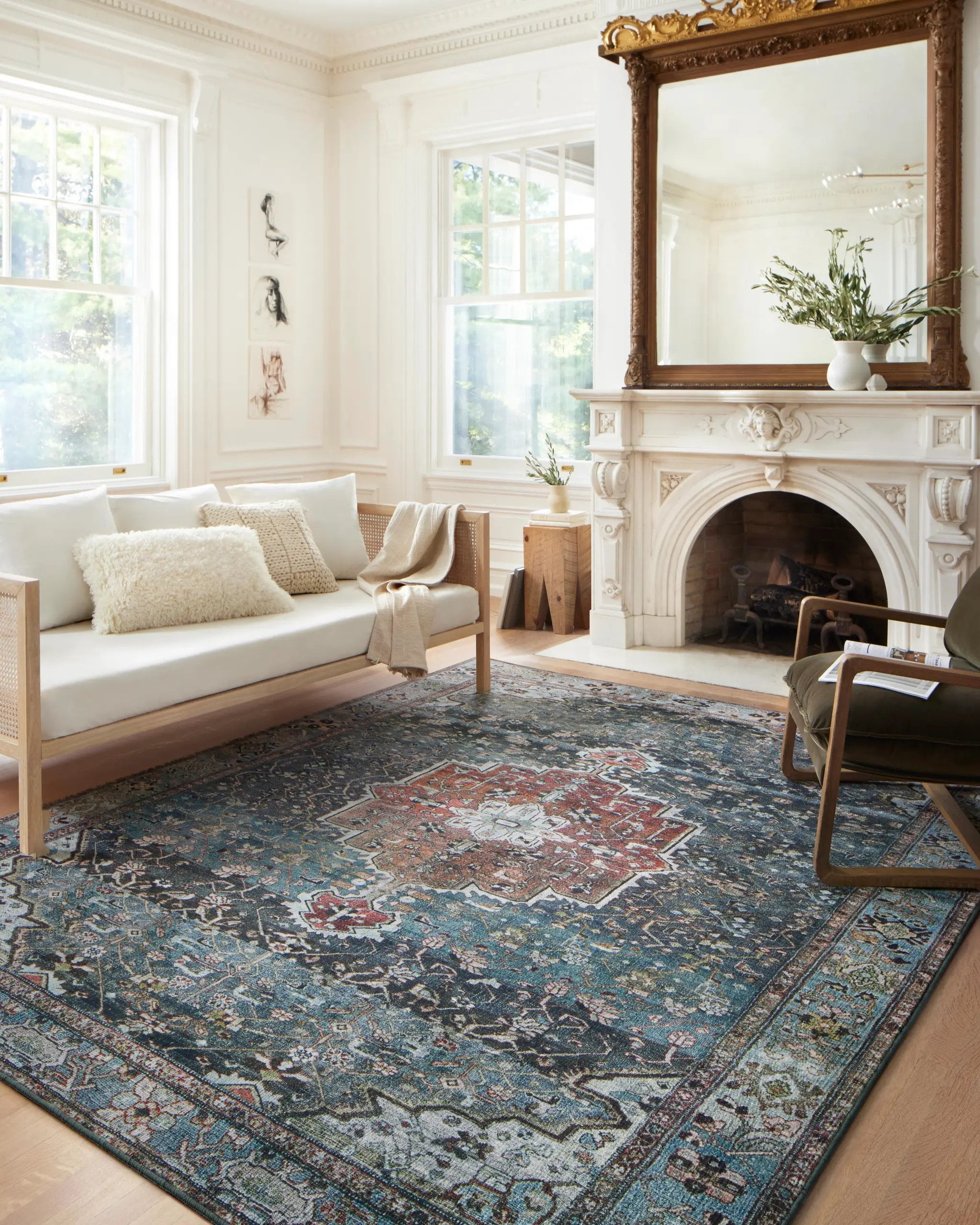 Margot MAT-05 Ocean / Brick Area Rug by Loloi