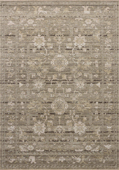 Loloi Milena MLE-01 Sage and ivory vintage-style area rug with neutral pattern, power-loomed polyester construction