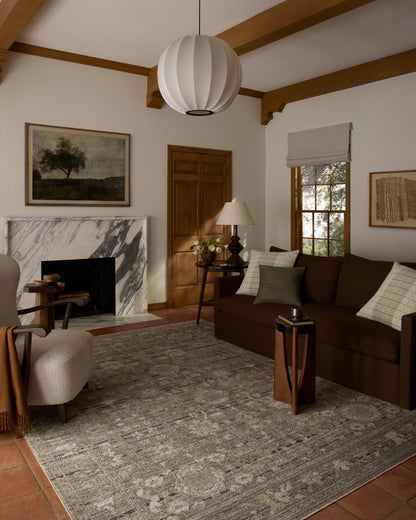 Loloi Milena MLE?01 Sage and ivory vintage?style area rug with neutral pattern, power?loomed polyester construction