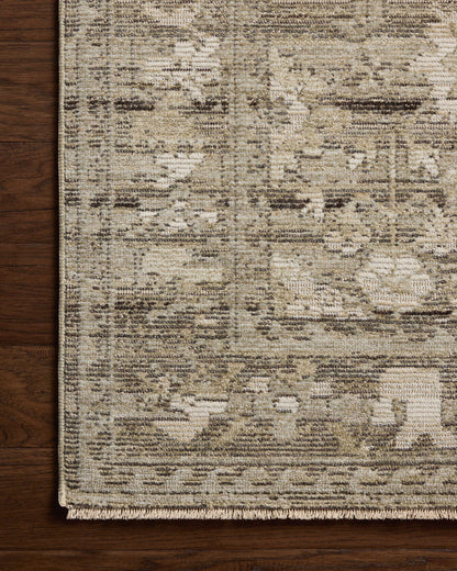 Loloi Milena MLE?01 Sage and ivory vintage?style area rug with neutral pattern, power?loomed polyester construction