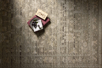 Loloi Milena MLE?01 Sage and ivory vintage?style area rug with neutral pattern, power?loomed polyester construction