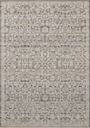 Loloi Milena MLE-02 denim blue and natural vintage area rug with classic motifs and neutral color palette