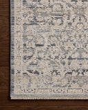 Loloi Milena MLE?02 denim blue and natural vintage area rug with classic motifs and neutral color palette
