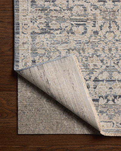 Loloi Milena MLE?02 denim blue and natural vintage area rug with classic motifs and neutral color palette