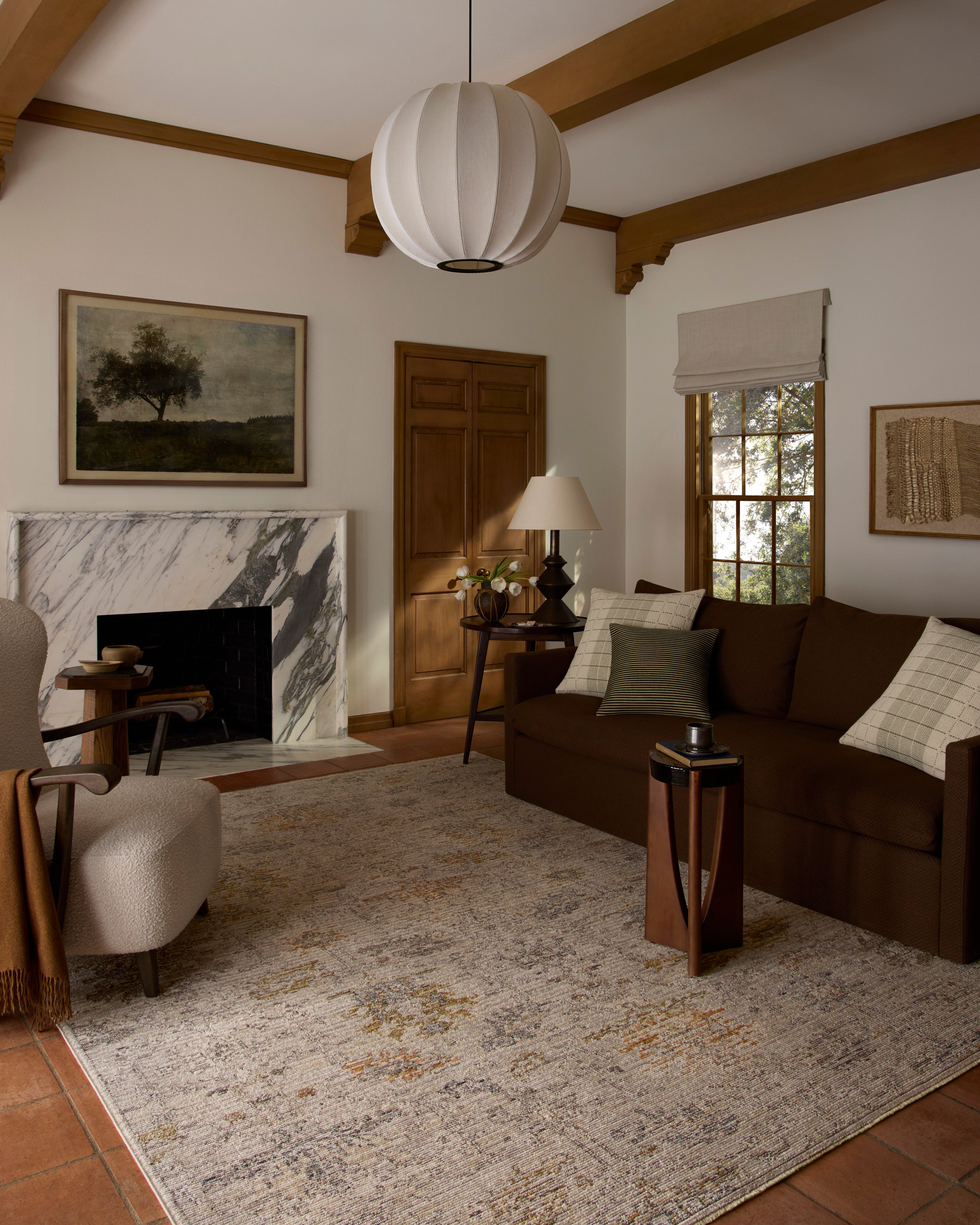 Loloi Milena MLE?07 ivory and granite vintage area rug with subtle contrast and traditional motif