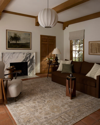 Loloi Milena MLE?08 ivory and sand vintage?inspired area rug with soft neutral tones and textured pattern