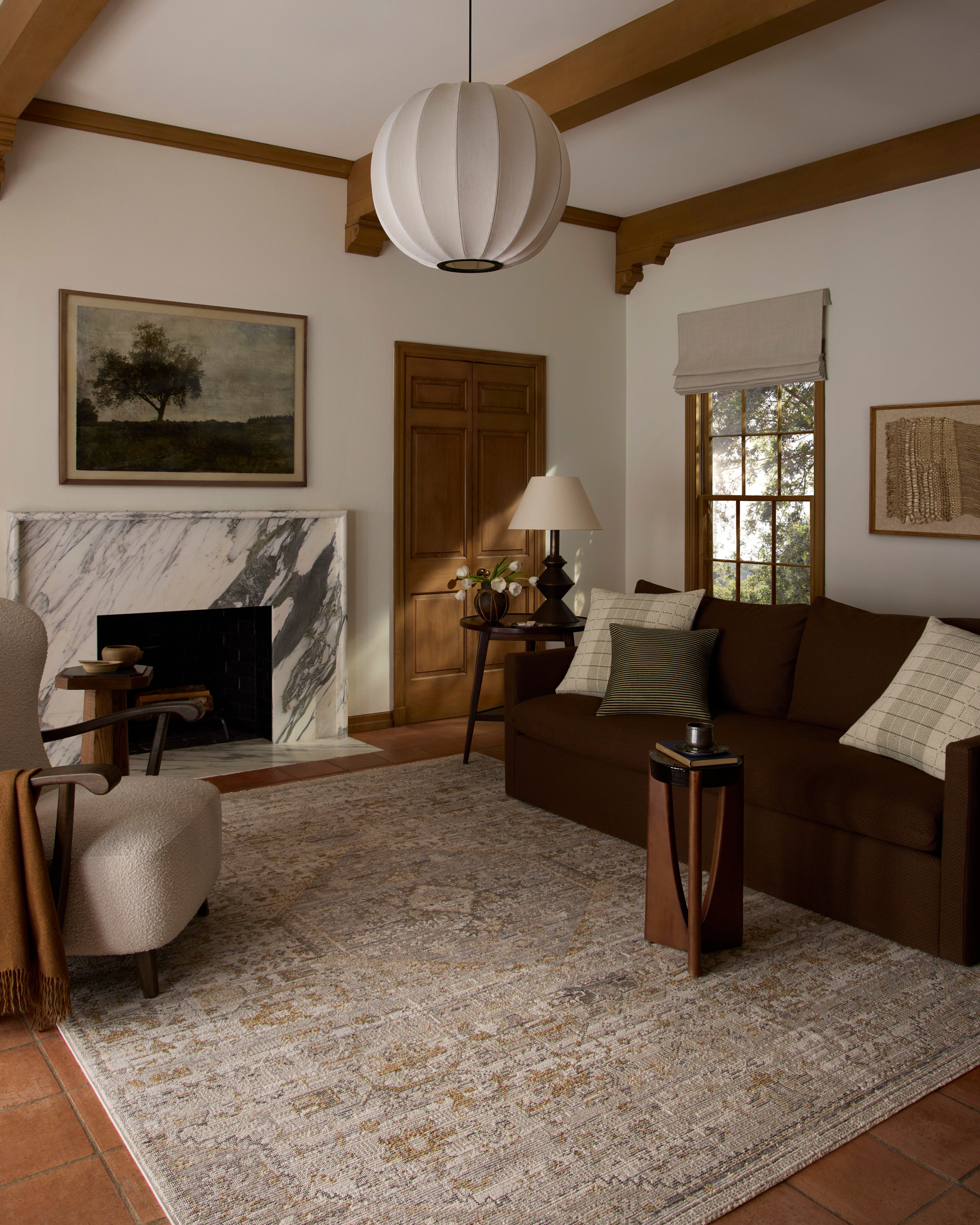 Loloi Milena MLE?09 ivory and ochre vintage area rug with warm accents and classic decorative pattern