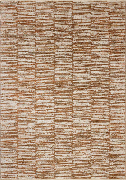 Featuring rich terracotta and refined ivory hues and graphic detail, the Nellie NEL-01 Terracotta / Ivory Area Rug is a power-loomed polyester and polypropylene area rug for any room