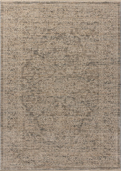 Dressed in cool slate and warm natural hues with vintage and distressed detail, the Newman NEW-01 Slate / Natural Area Rug is a power-loomed polyester area rug that completes any room