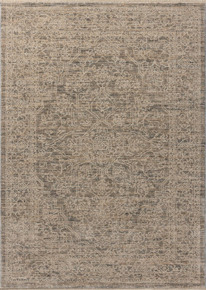Dressed in cool slate and warm natural hues with vintage and distressed detail, the Newman NEW-01 Slate / Natural Area Rug is a power-loomed polyester area rug that completes any room